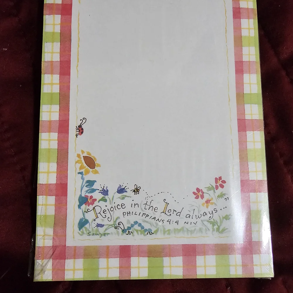 Plaid Floral Notepad with Inspirational Quote